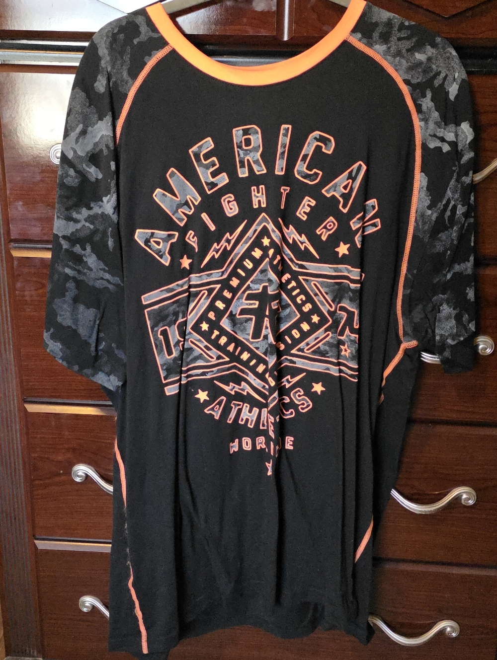 American Fighter Men’s Black & Orange Graphic T-Shirt sz 3xl